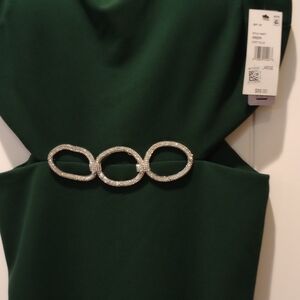 Elegant Green Dress with Silver Accents
